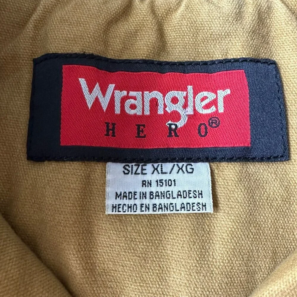 Wrangler Hero Mens XL Khaki Sherpa Lined Warm Vest Zipper Front & Pocket Accents